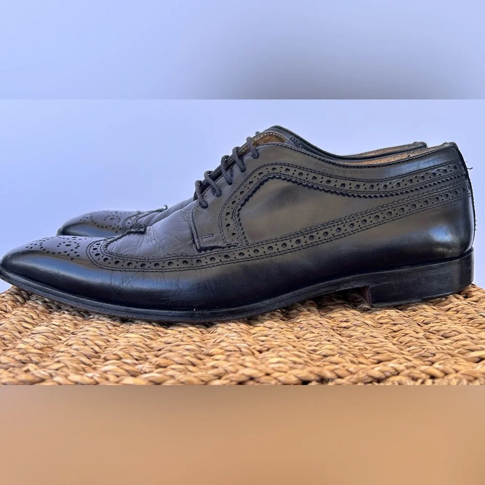 Mercanti Fiorintini Men’s Classic‎ Leather Italian Wingtip Oxfords Black 10M